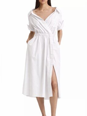 Altuzarra Lydia Open Neck Midi Dress White Italy Collared Size 6 Elegant